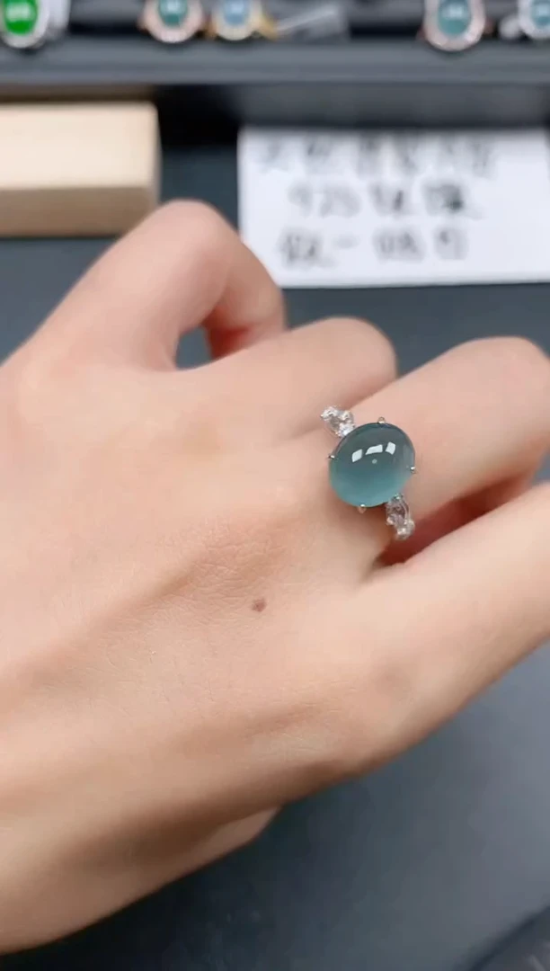银S925镶嵌戒指翡翠1