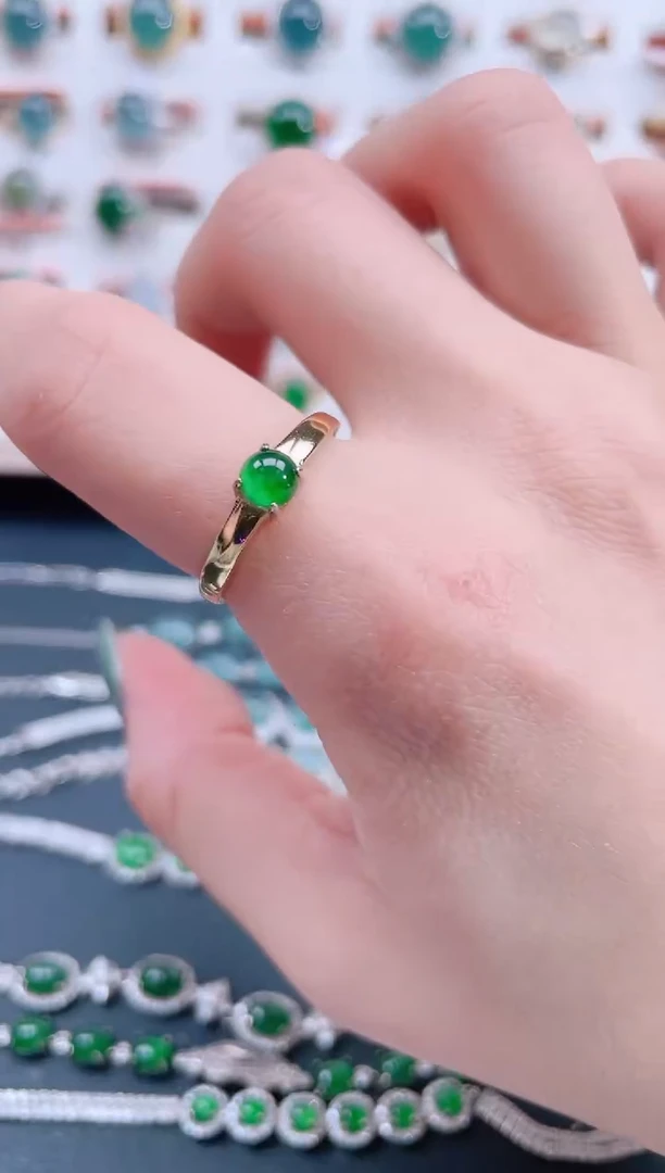 银S925镶嵌戒指翡翠天然翡翠