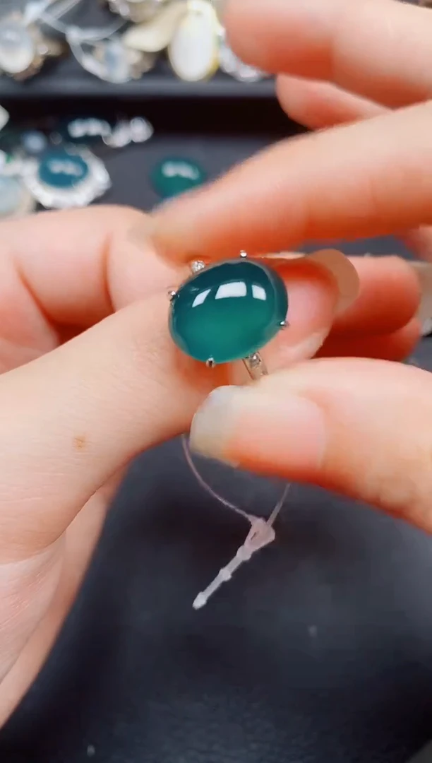 银S925镶嵌戒指翡翠翡翠