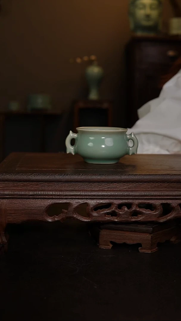 摆件仿古青绿双耳炉