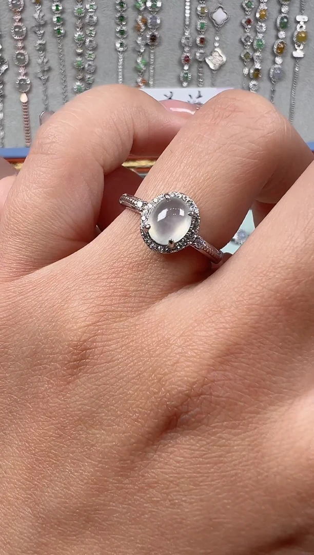 【闪购商品】翡翠戒指银S925镶嵌天然缅料保a保真保天然