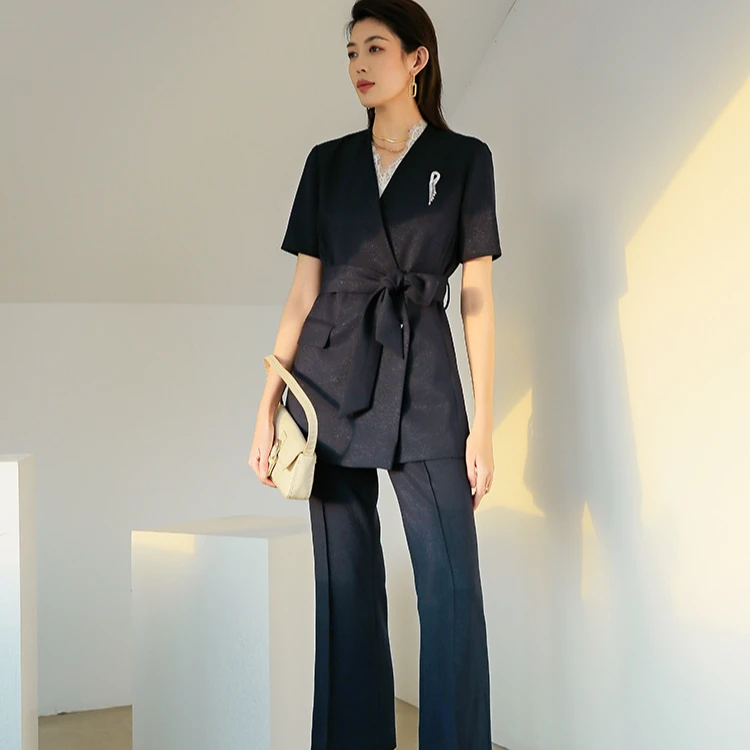 尾单小码捡漏夏季通勤干练V领收腰显瘦短袖西服外套女11067