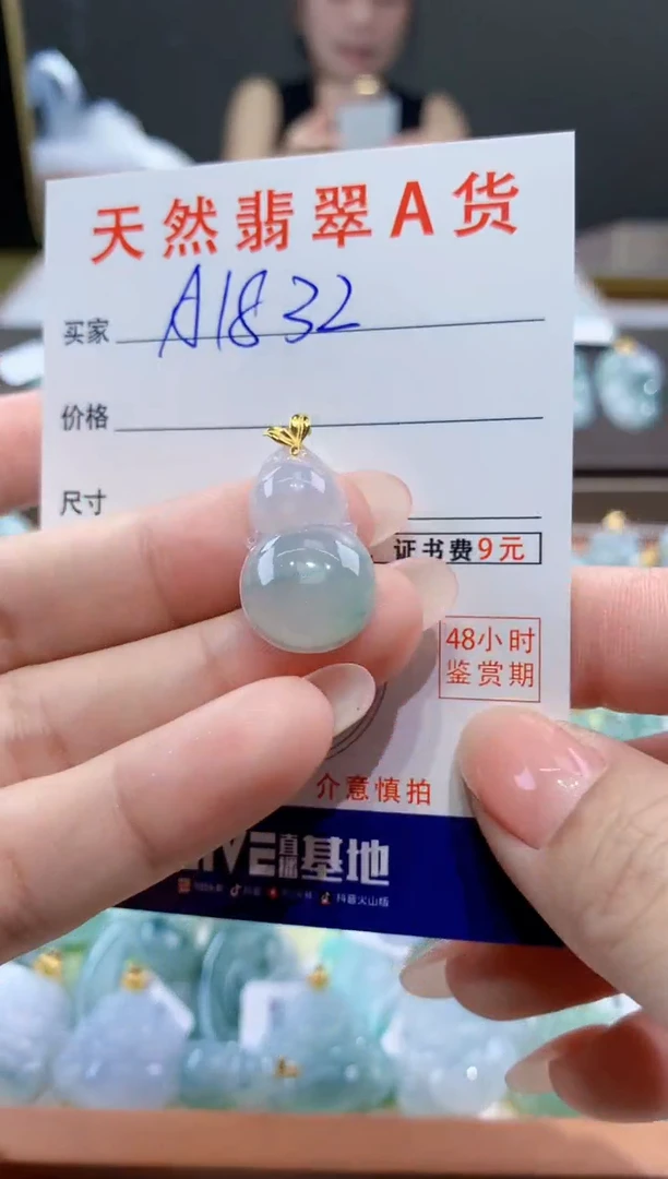 颈饰18K金镶嵌翡翠天然翡翠A货挂件