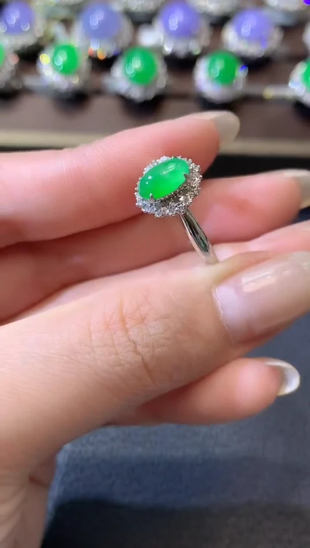 【闪购商品】翡翠戒指18K金镶嵌A37翡翠