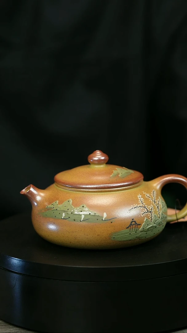 茶壶紫砂可*H2037蒋静明堆绘江南寒江