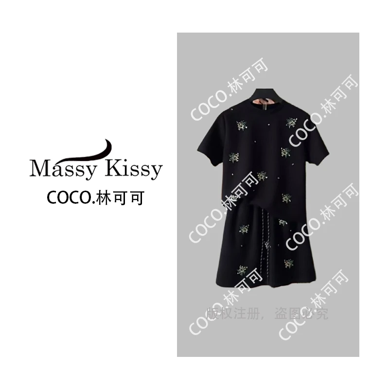 <满天星系列>丨<水钻珠花>宽松版夏季T恤短裙休闲套装