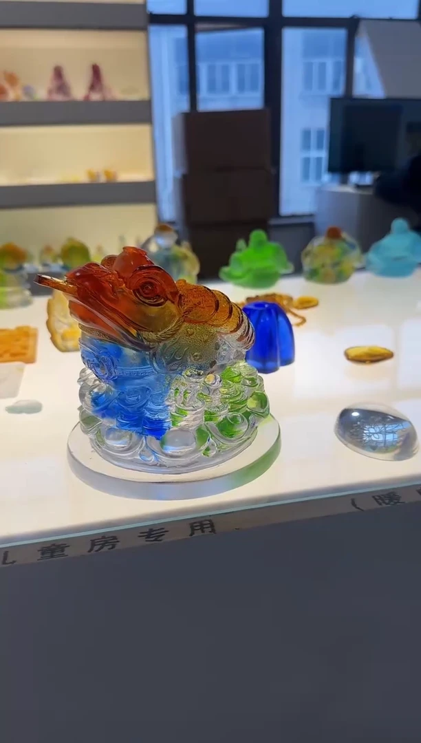 手工艺品琉璃金蟾摆件13*13