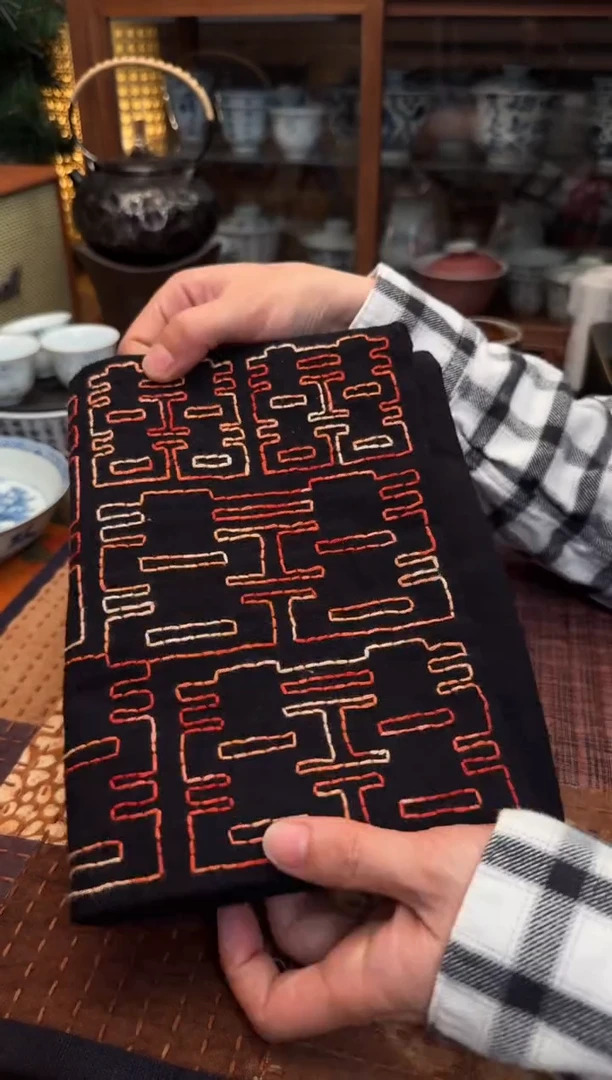 【闪购商品】织绣Cici手作刺子绣植物染柿染茶席-288