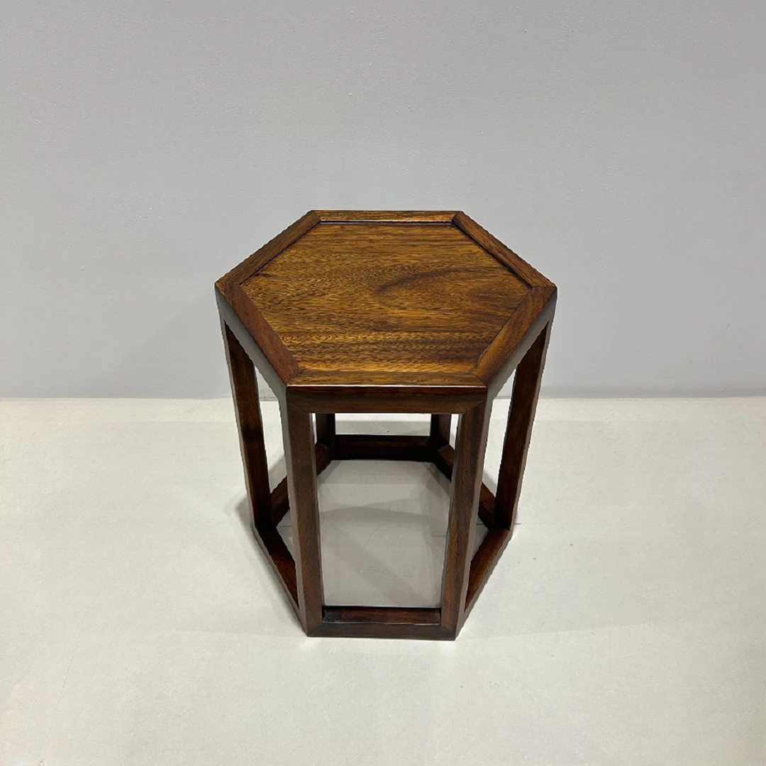 全原木SY909六角凳 新中式全实木全榫卯茶凳茶几凳餐凳阳台小凳子