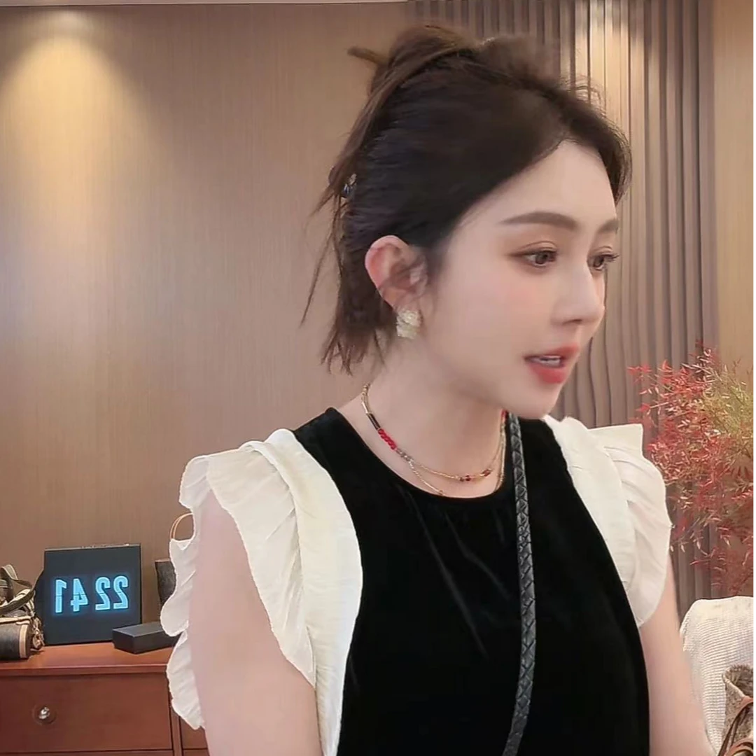 Zhenzhu Studio G18 木耳边丝绒法式连衣裙 洋气夏季时尚 DE2701