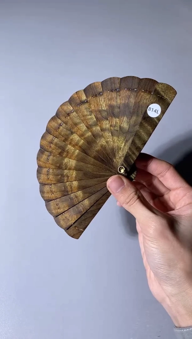 【闪购商品】金丝楠木雕814号10cm乌木金丝楠小叶桢楠掌中扇