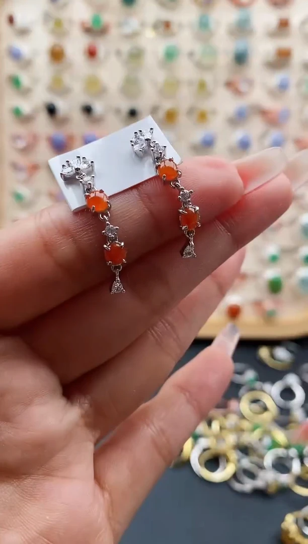 【闪购商品】翡翠戒指银S925镶嵌缅甸天然A货翡翠111 3+2