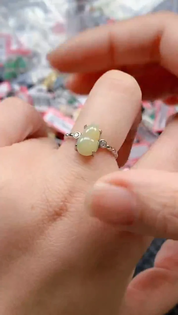 银S925镶嵌戒指翡翠天然A货缅甸翡翠