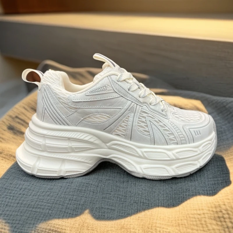 COQEE/酷驰菱形透气6cm厚底老爹鞋夏ins潮新款欧洲站夏季新品