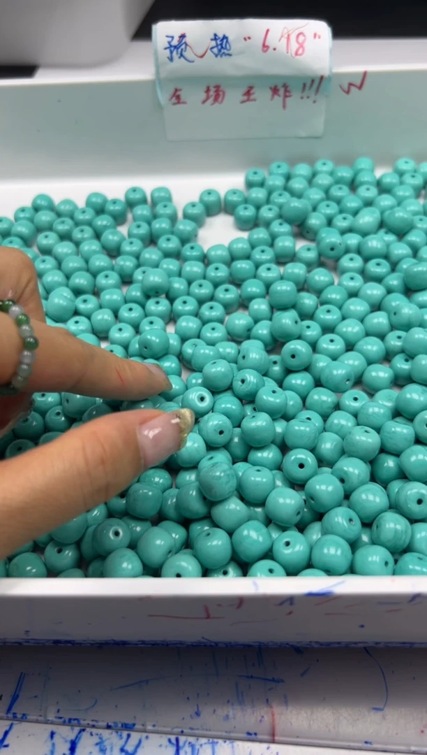 玛瑙/玉髓颈饰未镶嵌w2337高瓷绿松老型10mm*5颗