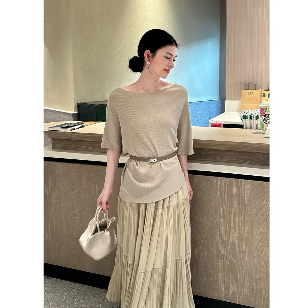 李慧一【暮光初夏】法式气质温柔通勤感精致百搭宽松冰凉可斜肩上衣