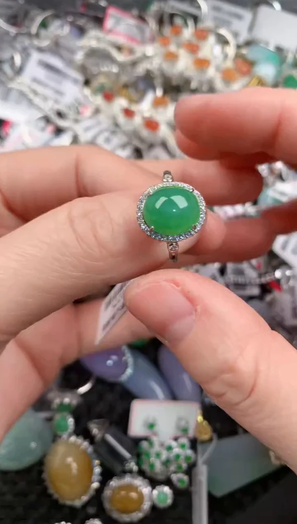 银S925镶嵌戒指翡翠11-11---1