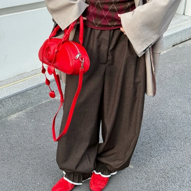 HELLOTANGO《新锐姿态》小众设计宽松显瘦束脚西裤84873#