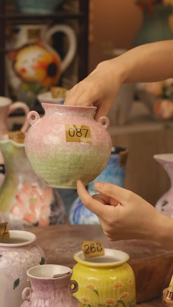 陶瓷087景德镇设计师手作花器摆件侘寂风