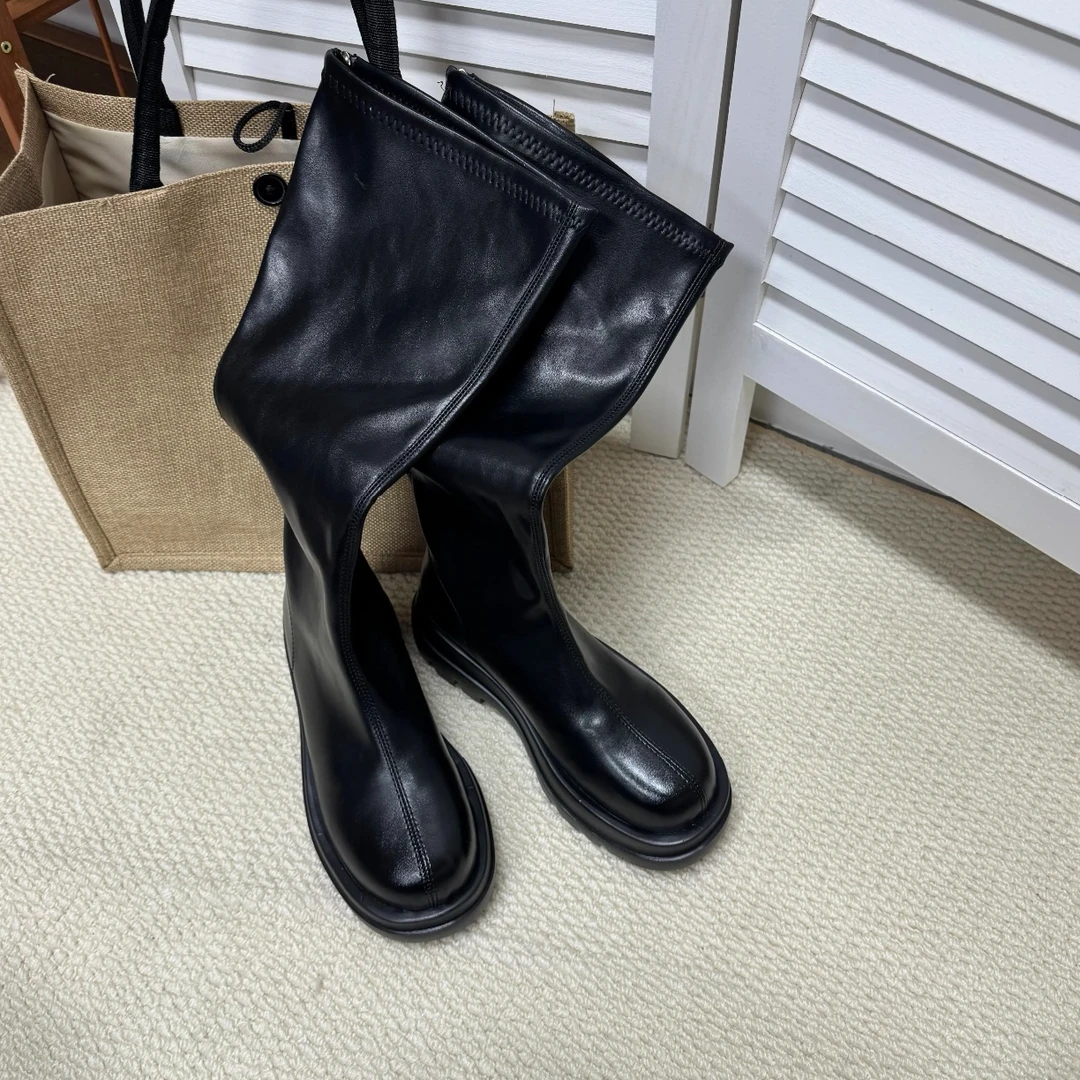 2025秋季纯色骑士靴显高显腿细时尚平跟百搭瘦瘦时装靴1383