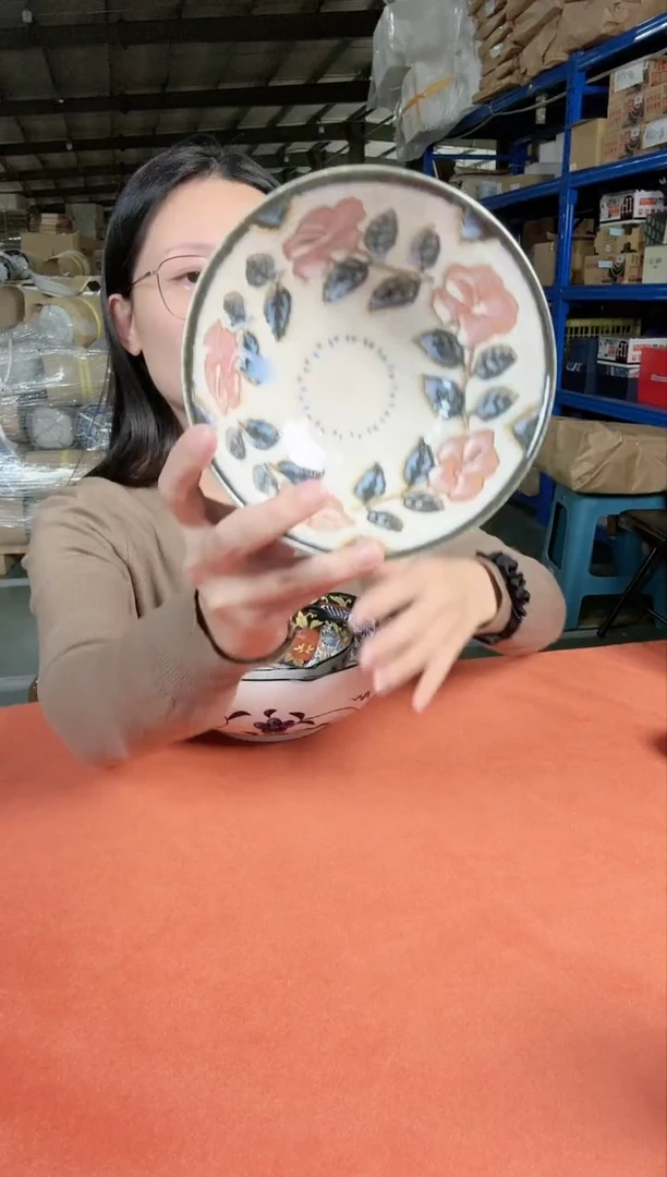 陶瓷冲绳彩绘-玫瑰蓝 6.0英寸多用碗单个