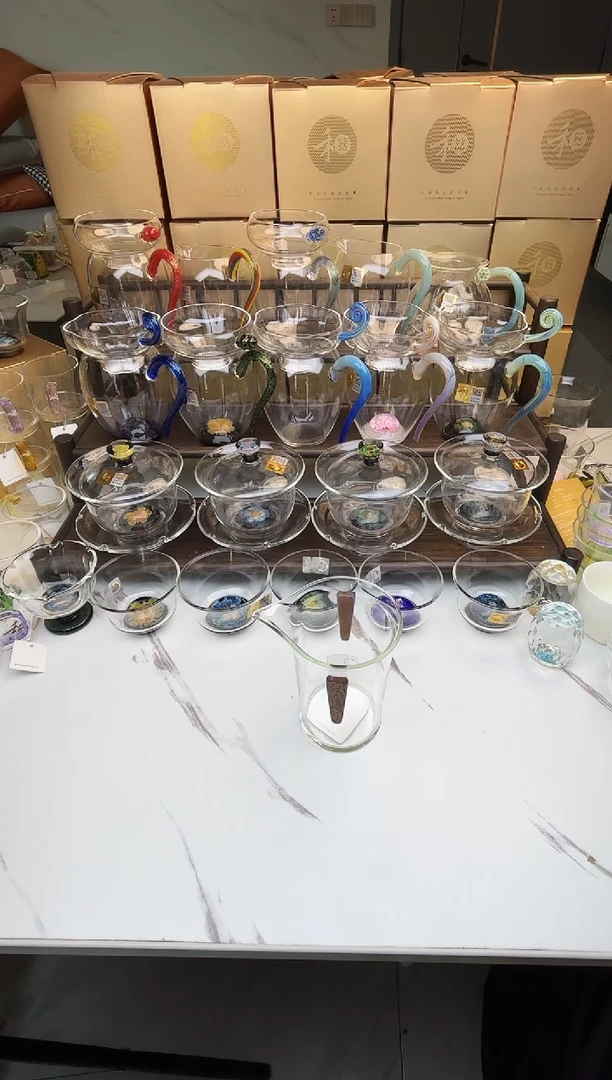 手工艺品玻璃禾器 木言茶海