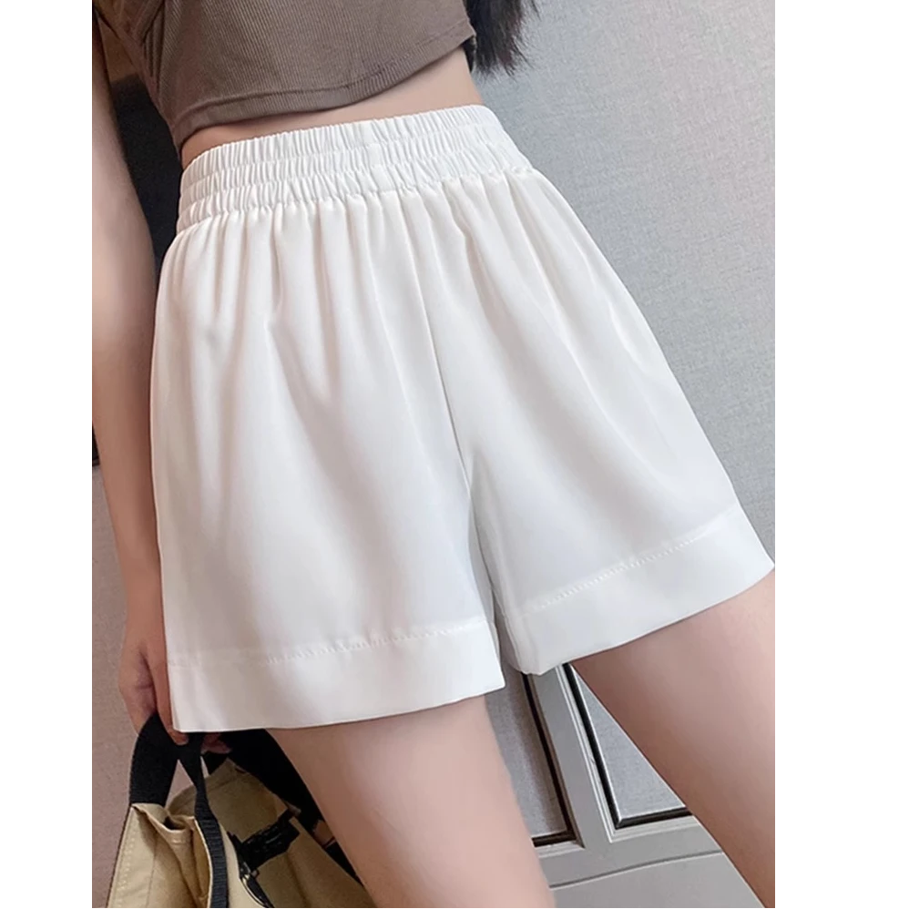 小个子冰丝夏季薄款五分短裤雪纺高腰直筒阔腿醋酸热裤山本裤