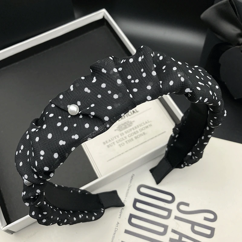 新款窄发箍百搭头饰发卡发饰简约头箍窄边褶皱头箍外出时尚复古