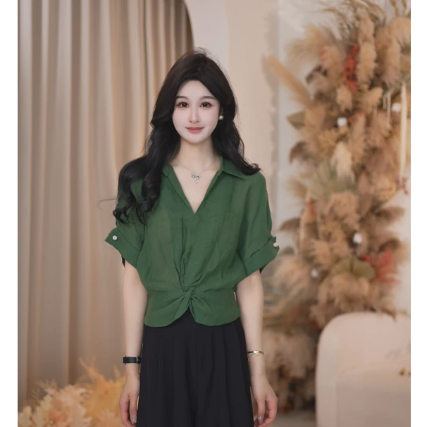 Basic House/百家好百搭复古短款夏季衬衫小众夏季B1335B544M2