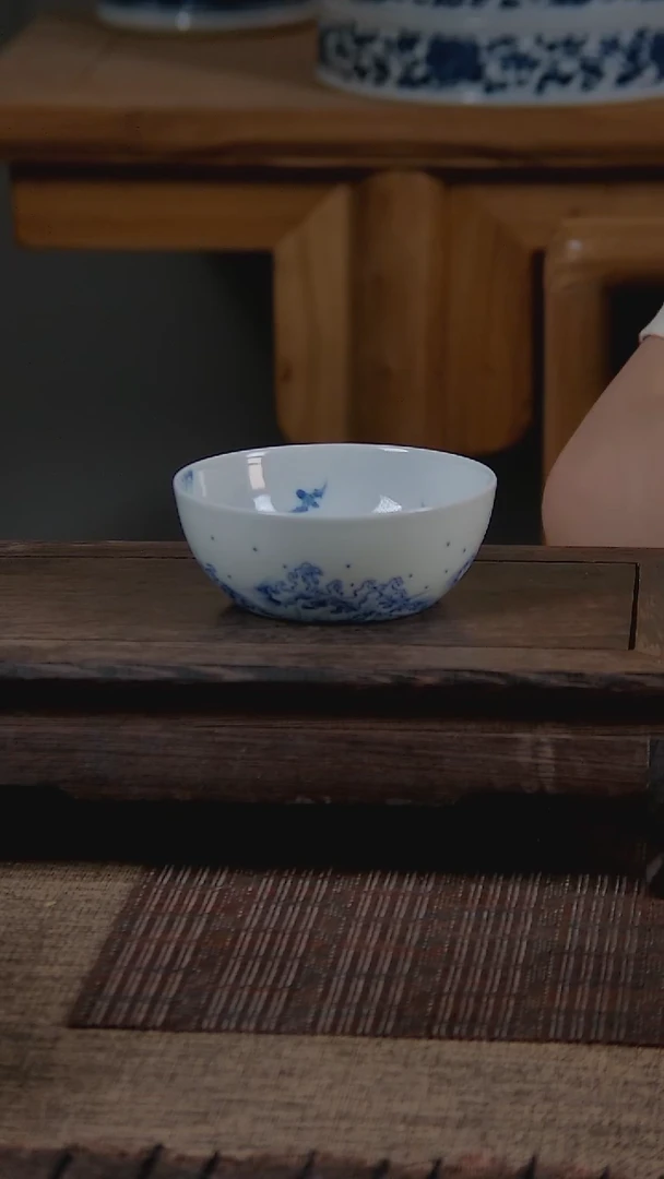 折葵非器手工手绘麒麟踏浪握足杯