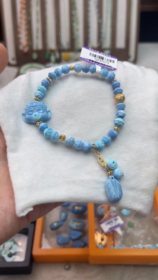 银S925镶嵌绿松石手串肖*小36