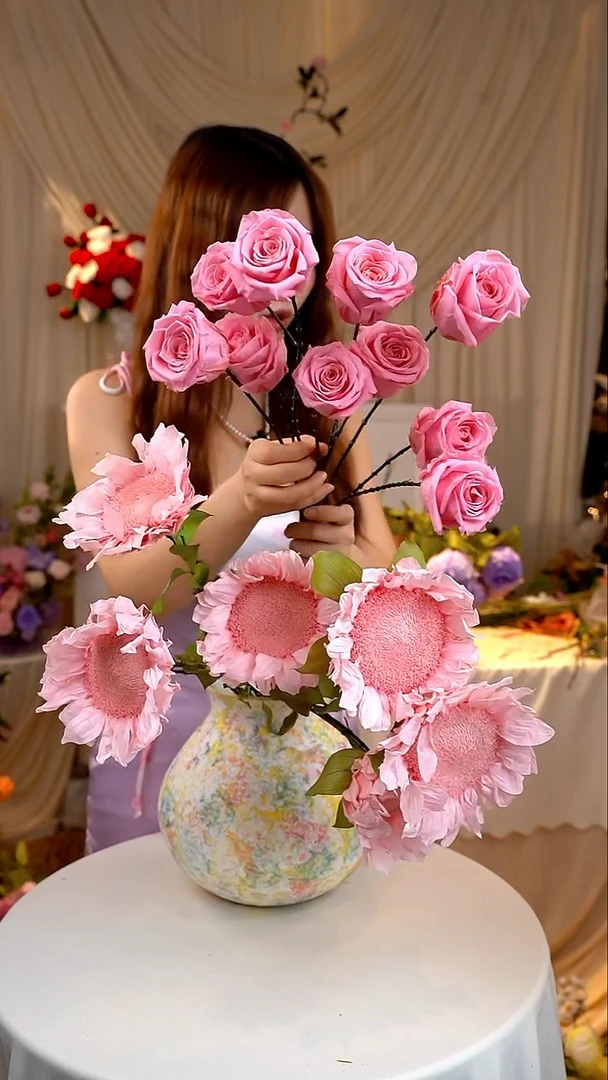 粉色向日葵永生花