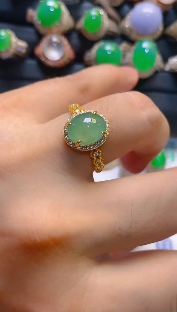 翡翠银S925镶嵌耳饰天然