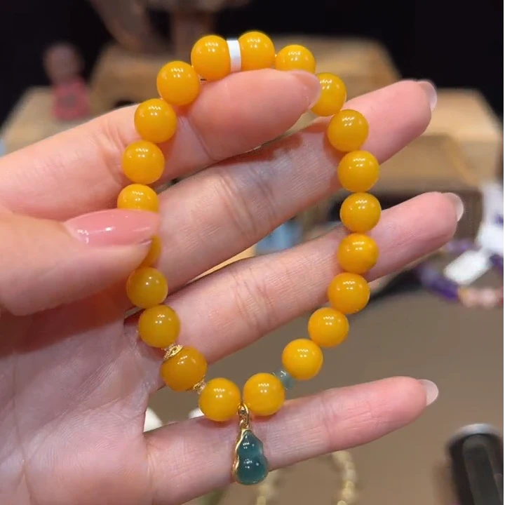 单圈蜜蜡配葫芦吊坠手链E3326多样性发一