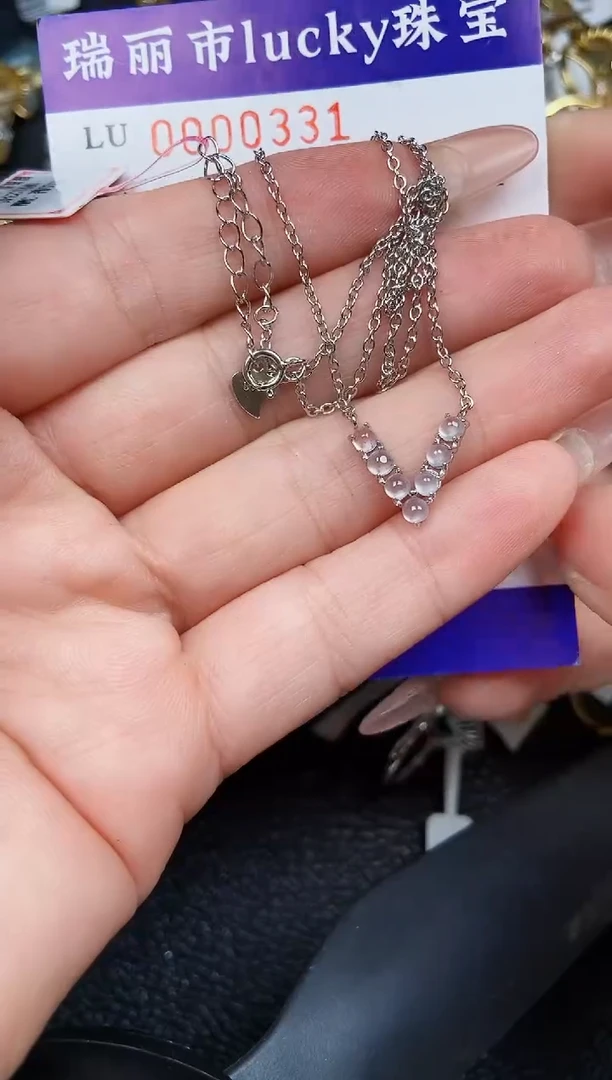 翡翠银S925镶嵌颈饰0331