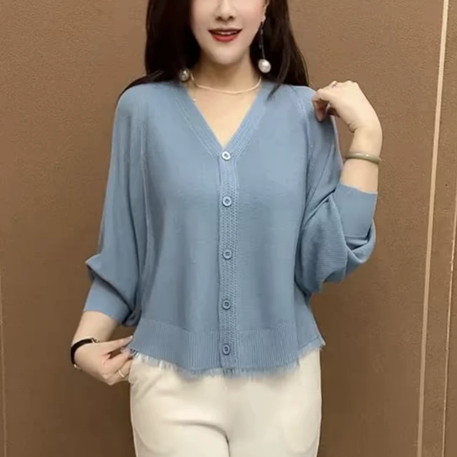 【莱赛尔天丝】2025夏季新款休闲蝙蝠袖开衫百搭空调披肩流苏防晒衫