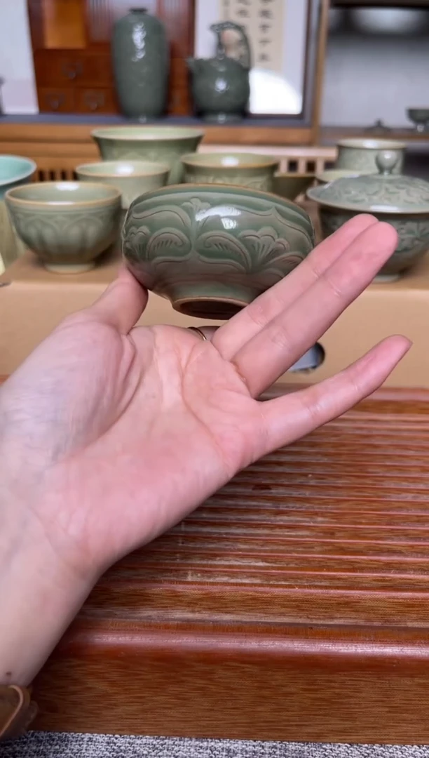 瓷器耀州窑纯手工宝象小钵