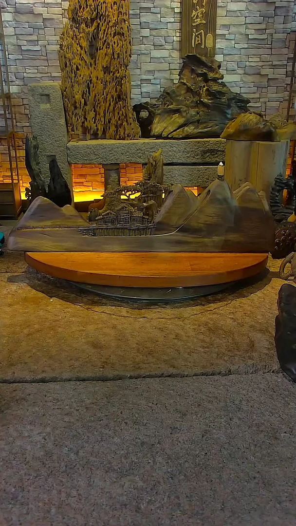 木金丝楠阴沉木山水摆件