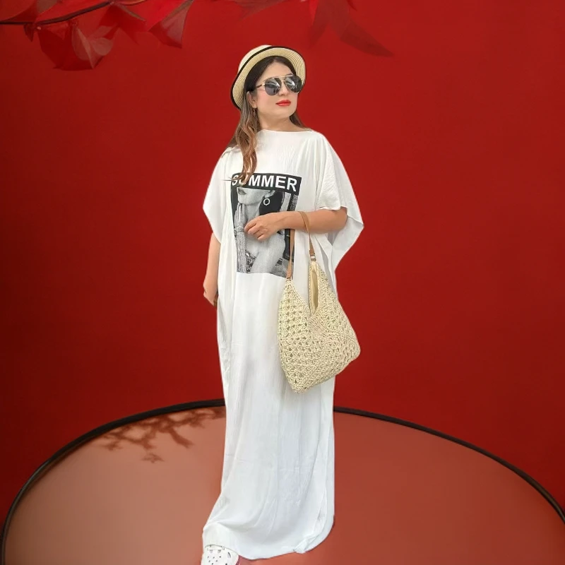 2025新款小飞袖长裙女韩版宽松显瘦连衣裙