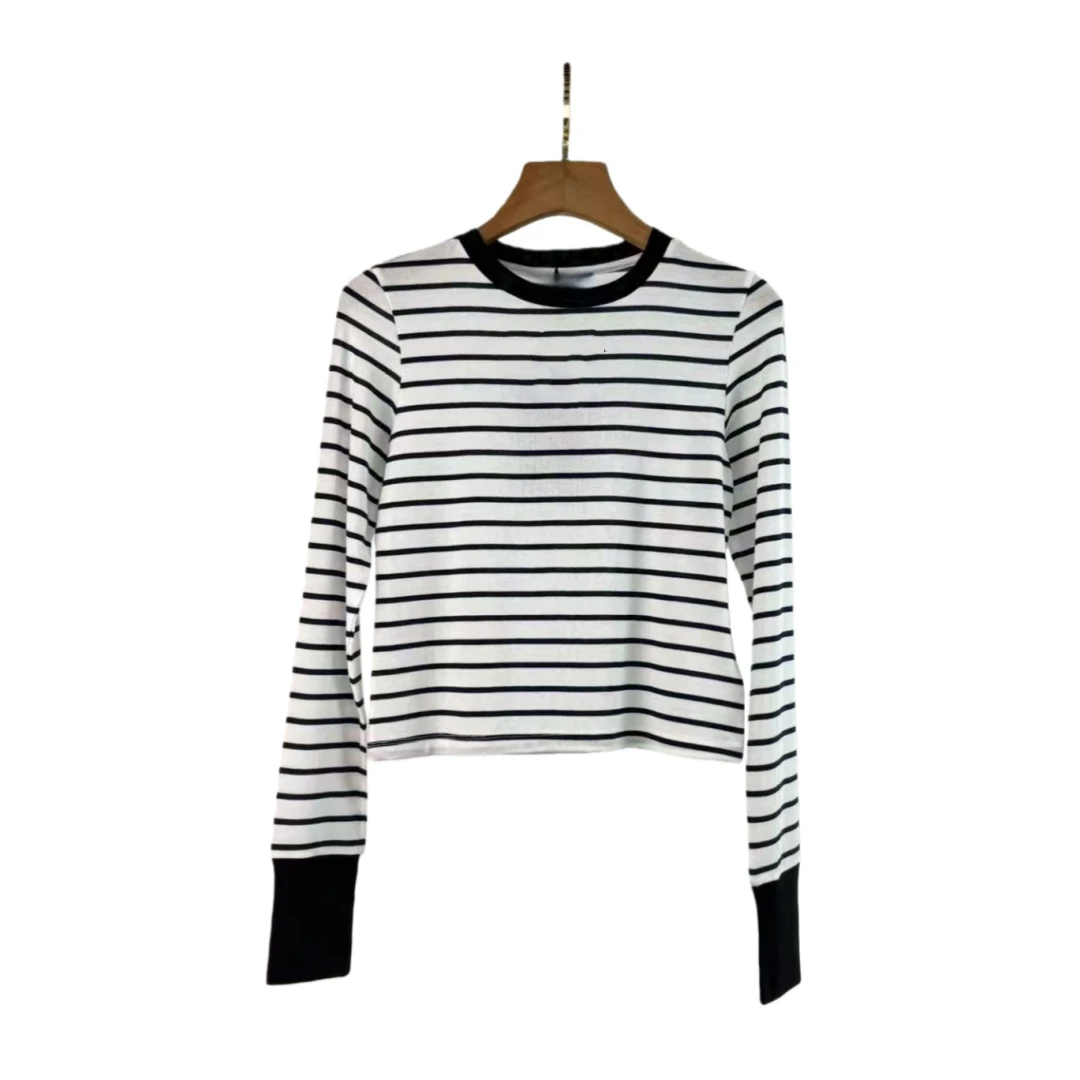 【彭彭甄选】爆款横条纹圆领针织打底衫A156