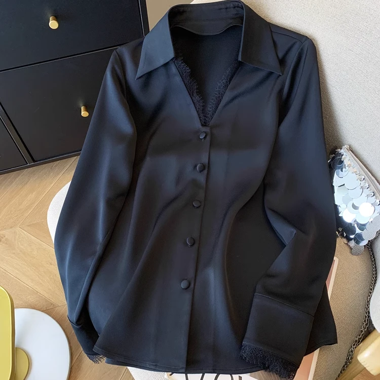 高端轻熟风衬衫女抗皱免烫缎面垂感衬衣长袖宽松网红洋气炸街女装