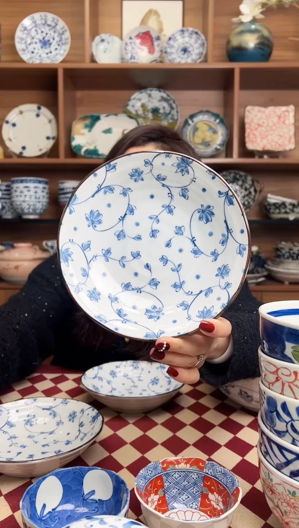 【闪购商品】瓷片【微瑕】有古窑蔓唐草16.5cm浅钵碗