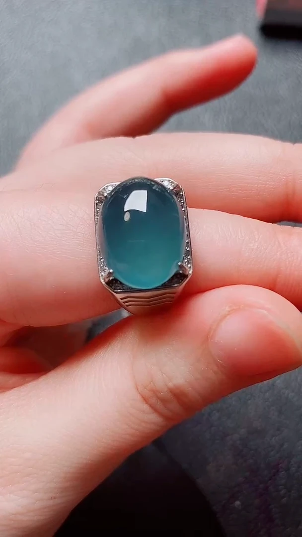 翡翠戒指银S925镶嵌翡翠