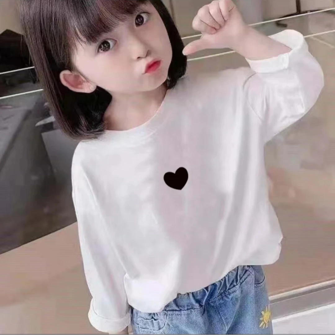 女童20225年新款爱心百搭T恤春款圆领休闲打底衫H-N-A09