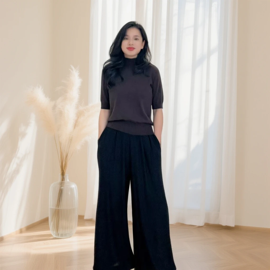 【慵懒漫行】丝羊绒裙裤女士秋冬文艺慵懒风休闲百搭垂感针织裤y117