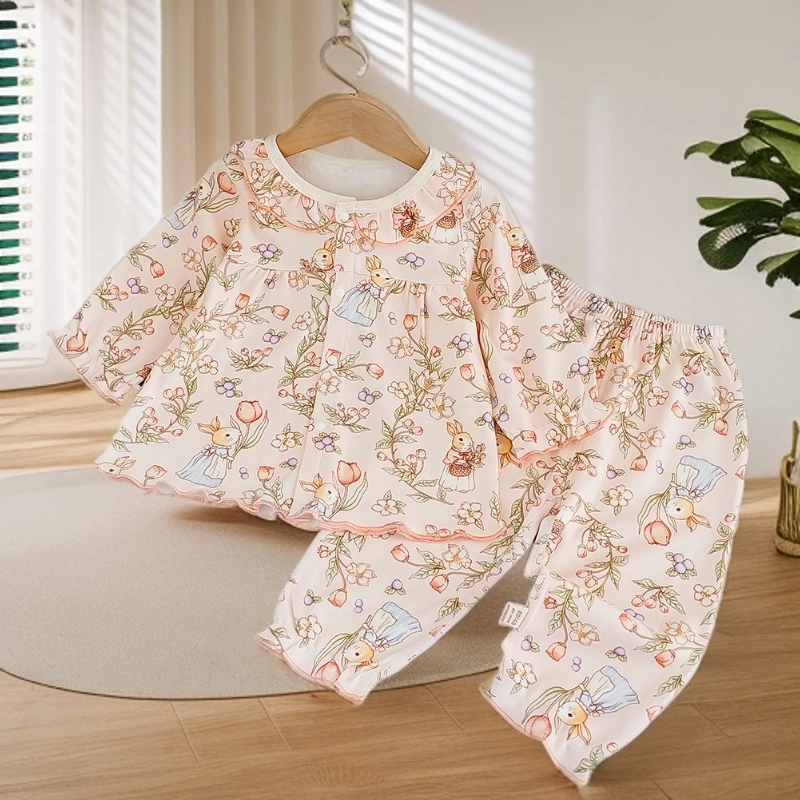 女宝秋季衣服新款时髦女童秋装碎花韩版纯棉秋季小女孩洋气套装