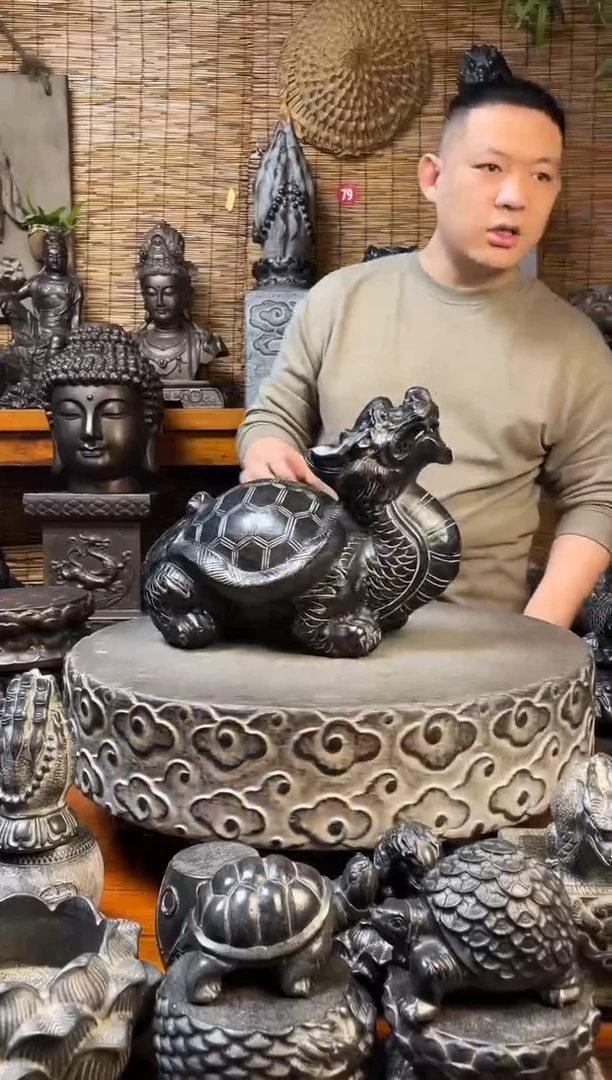 石材40龙龟天然青石雕刻