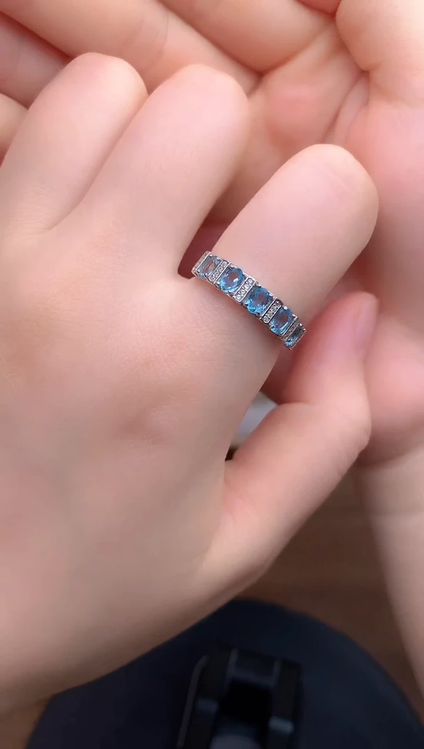 银S925镶嵌戒指托帕石J25-2