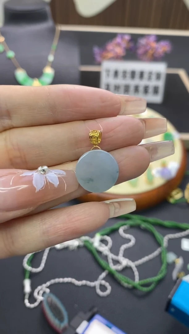 【闪购商品】翡翠颈饰18K金镶嵌净货15963