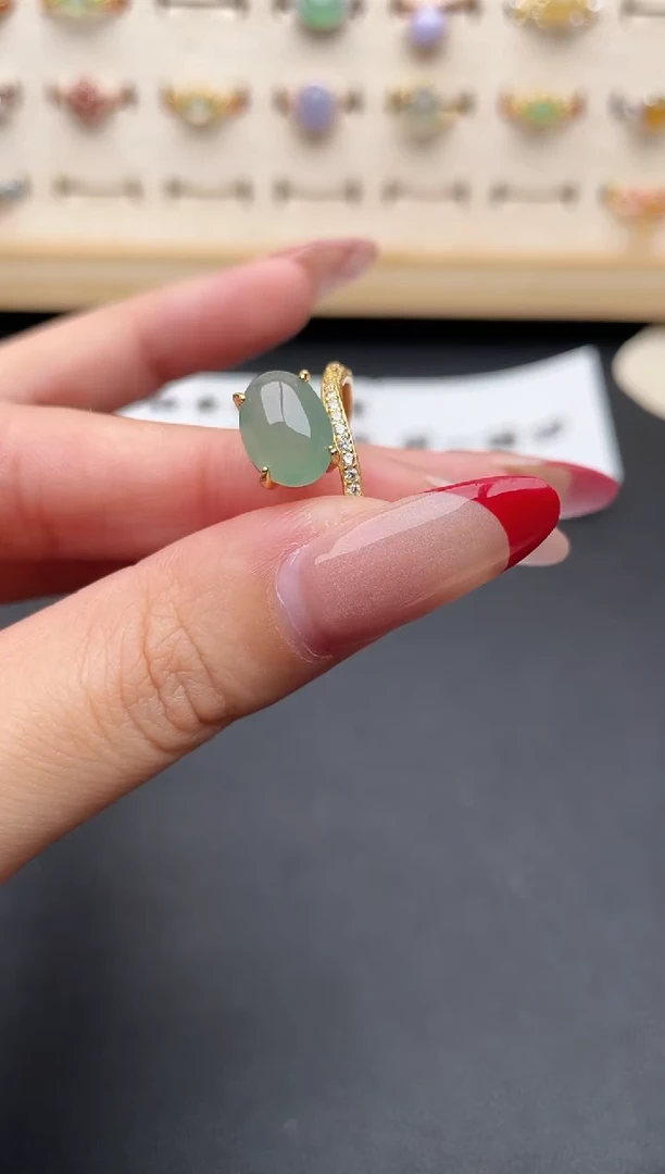 【闪购商品】翡翠戒指银S925镶嵌一物一证一礼盒